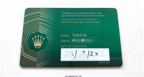 rolex date of purchase card